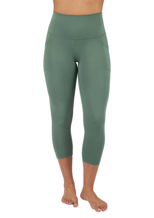 Yogalicious Womens High Rise Interlock Tribeca Cropped Leggings with Side Pocket